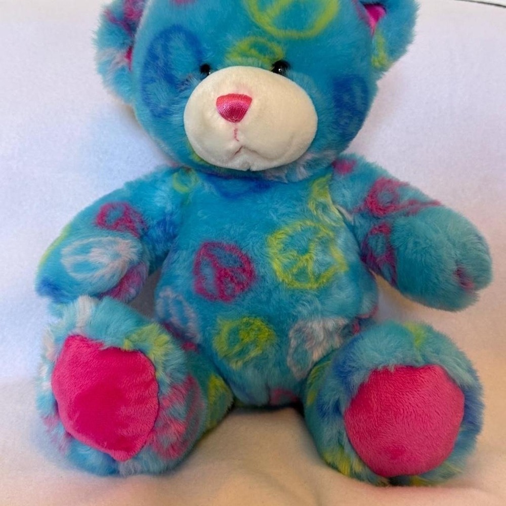 Build A Bear Peace & Love Blue Teddy Bear